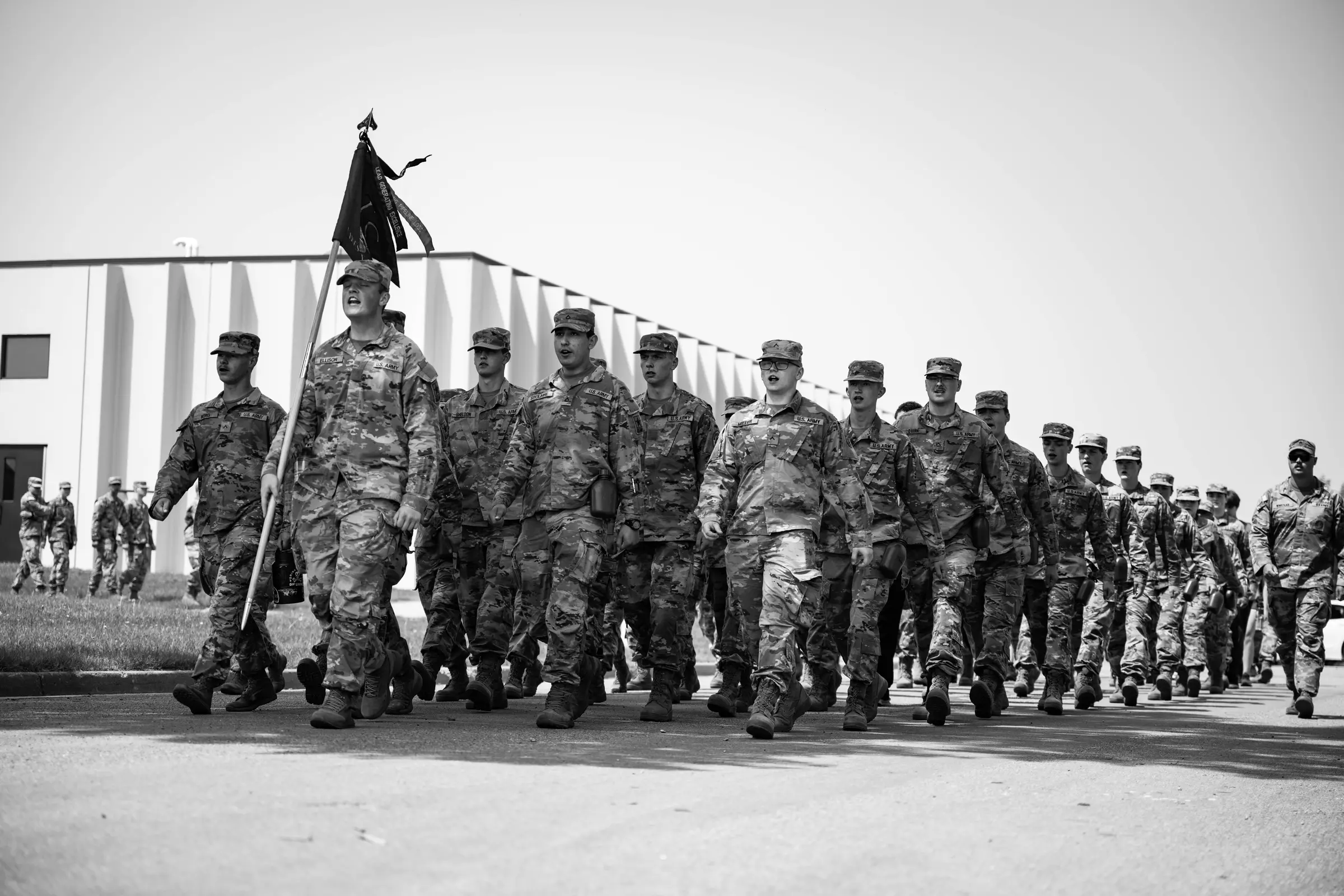 North Dakota Army National Guard Soldiers moving together in formation